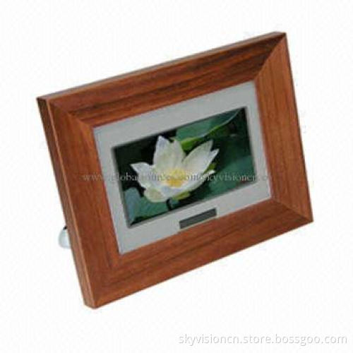 7-inch Wooden/Leather Digital Photo Frame, Multimedia Function with Slim Body